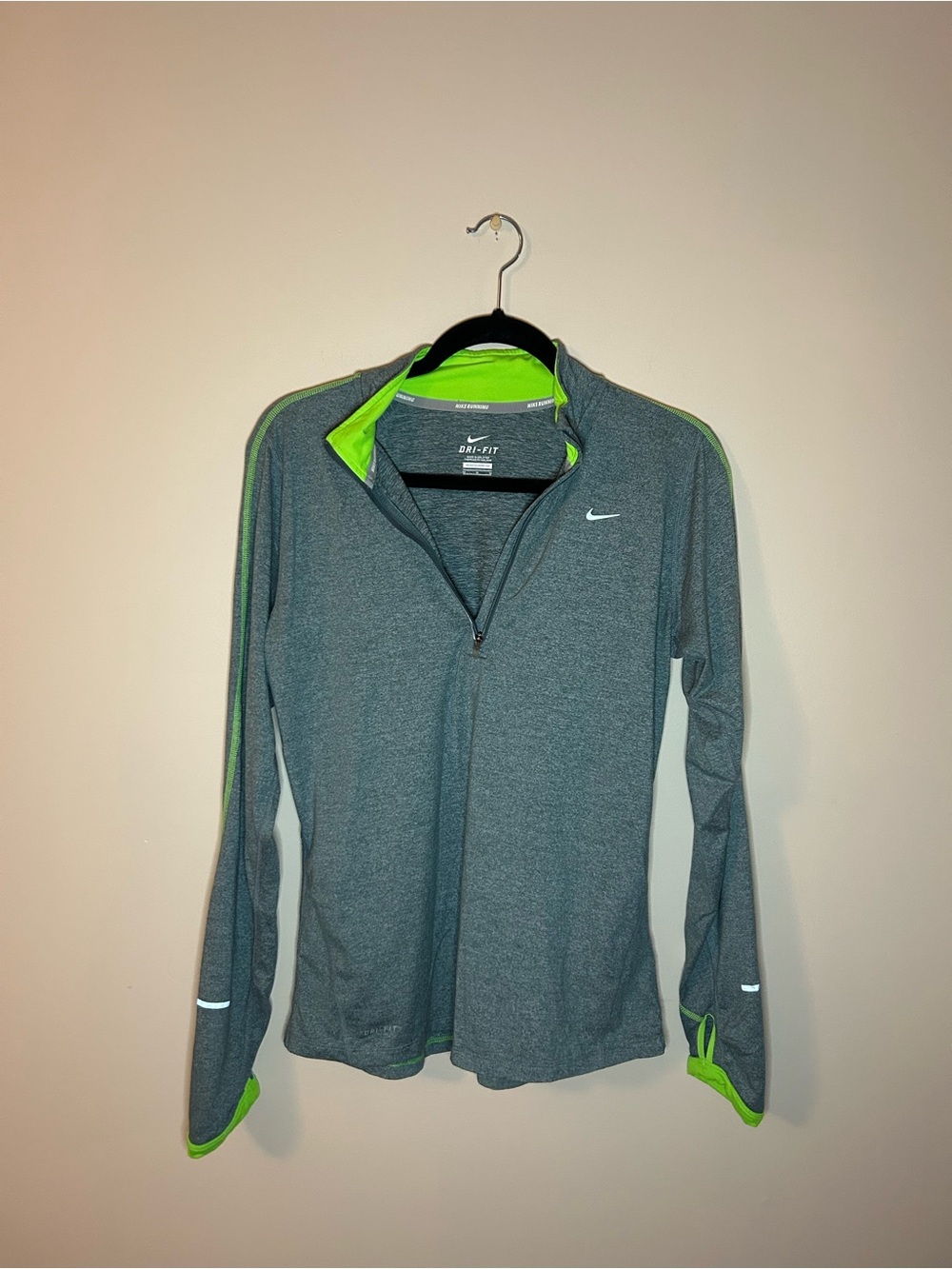 Nike Women's Green with Neon Green Accents Dri-FIT Half-Zip